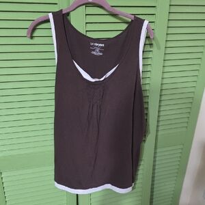 Lane Bryant Chocolate Brown Tank Top with White Trim